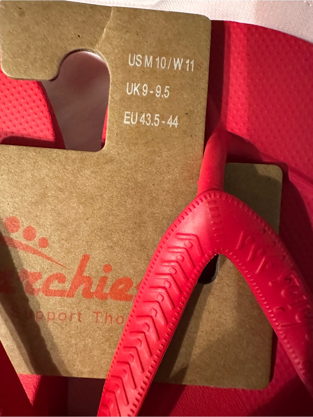 Archies Bright Red Textured Flip Flops - Picture 2 of 4